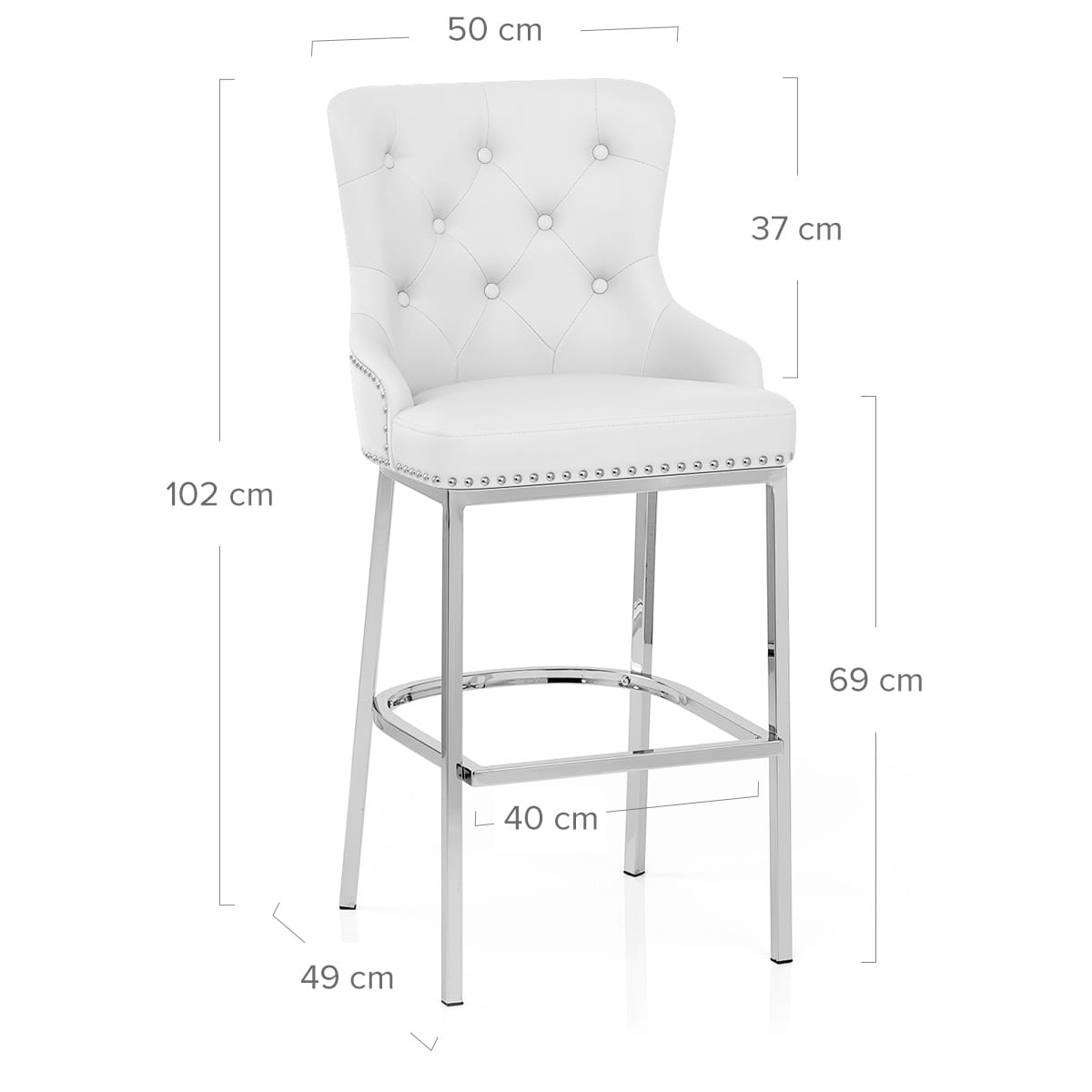 Taburete Polipiel Cromo - Grange Blanco