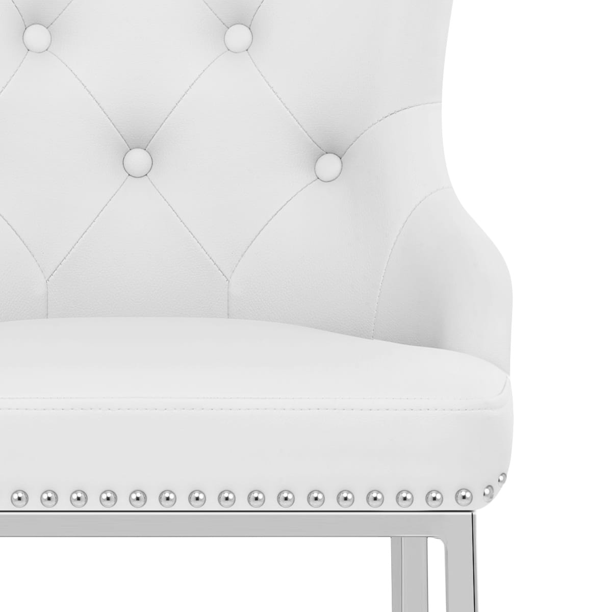 Taburete Polipiel Cromo - Grange Blanco