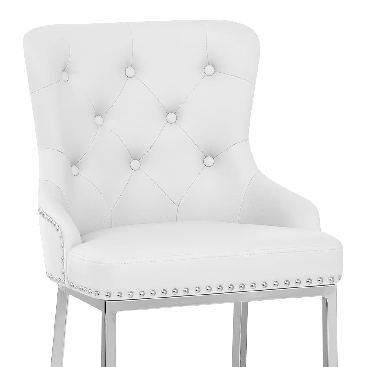 Taburete Polipiel Cromo - Grange Blanco