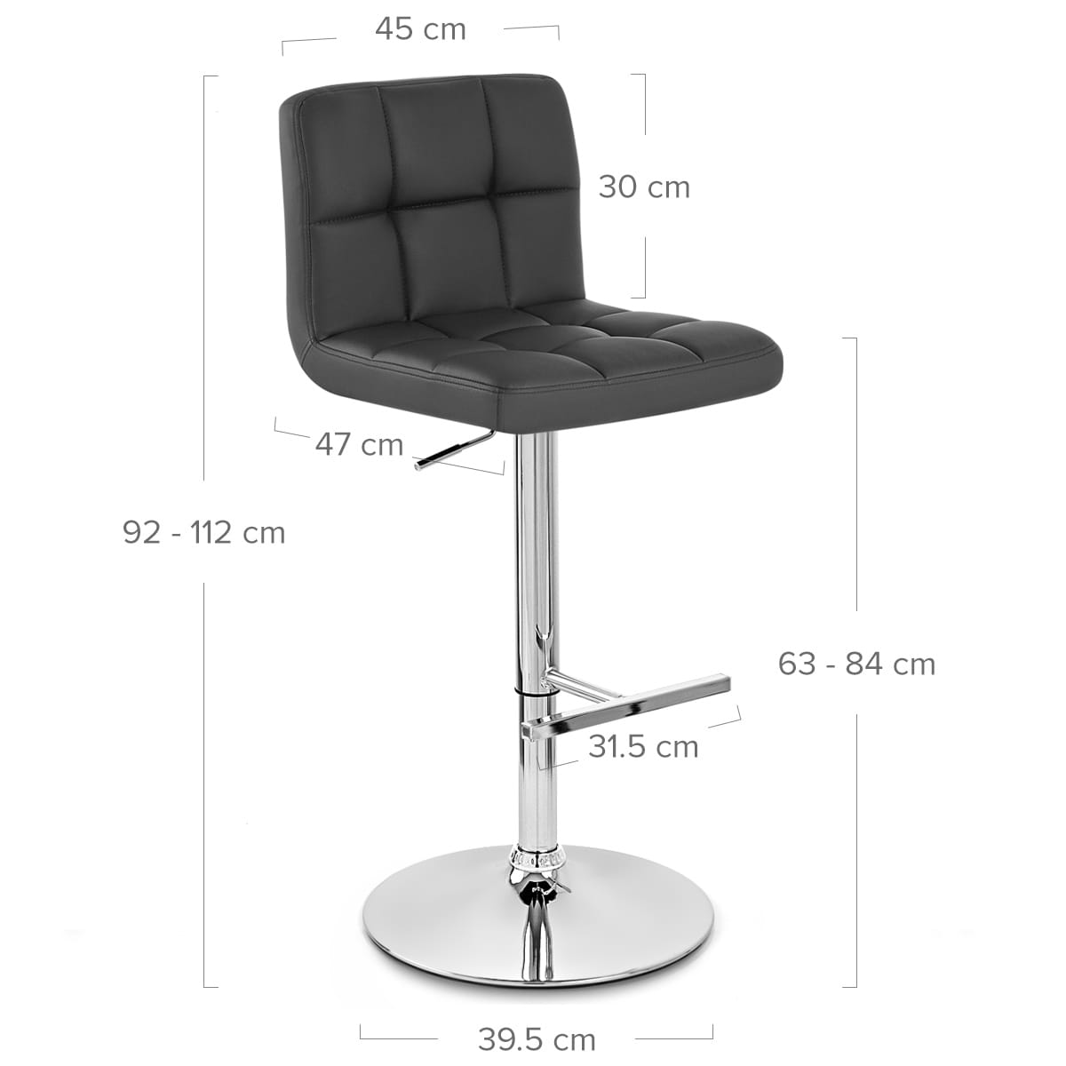 Taburete Polipiel Cromo - Grid Negro