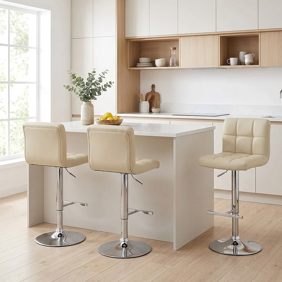 Taburete Polipiel - Grid Crema o Blanco Crema