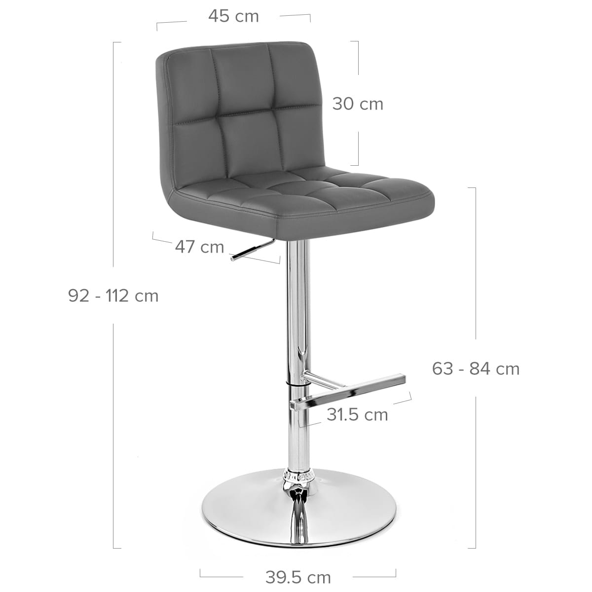 Taburete Polipiel Cromo - Grid Gris