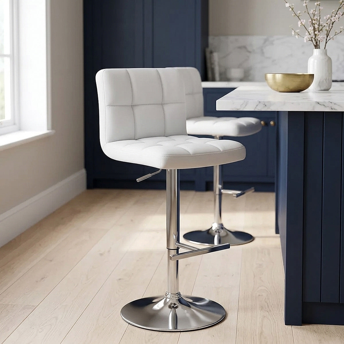 Taburete Polipiel - Grid Crema o Blanco Blanco