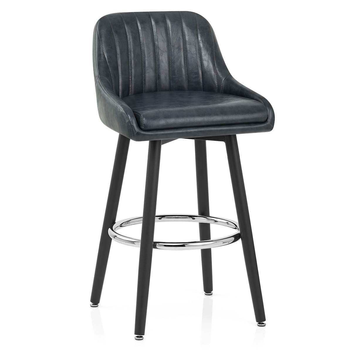 Taburete Polipiel Antiguo Satinado - Hamilton Azul Oscuro