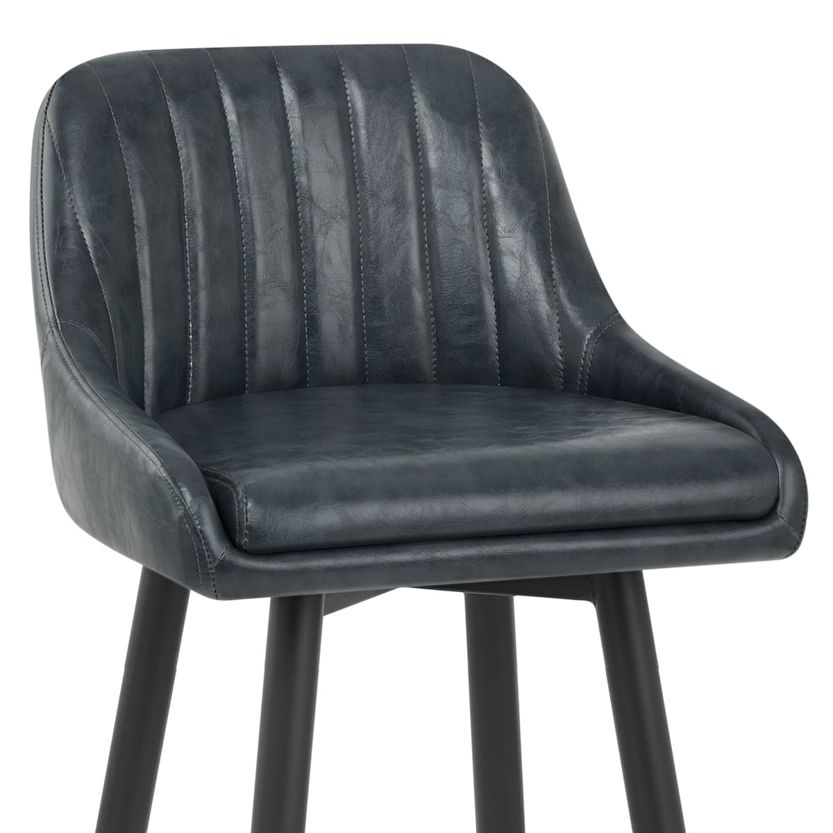 Taburete Polipiel Antiguo Satinado - Hamilton Azul Oscuro