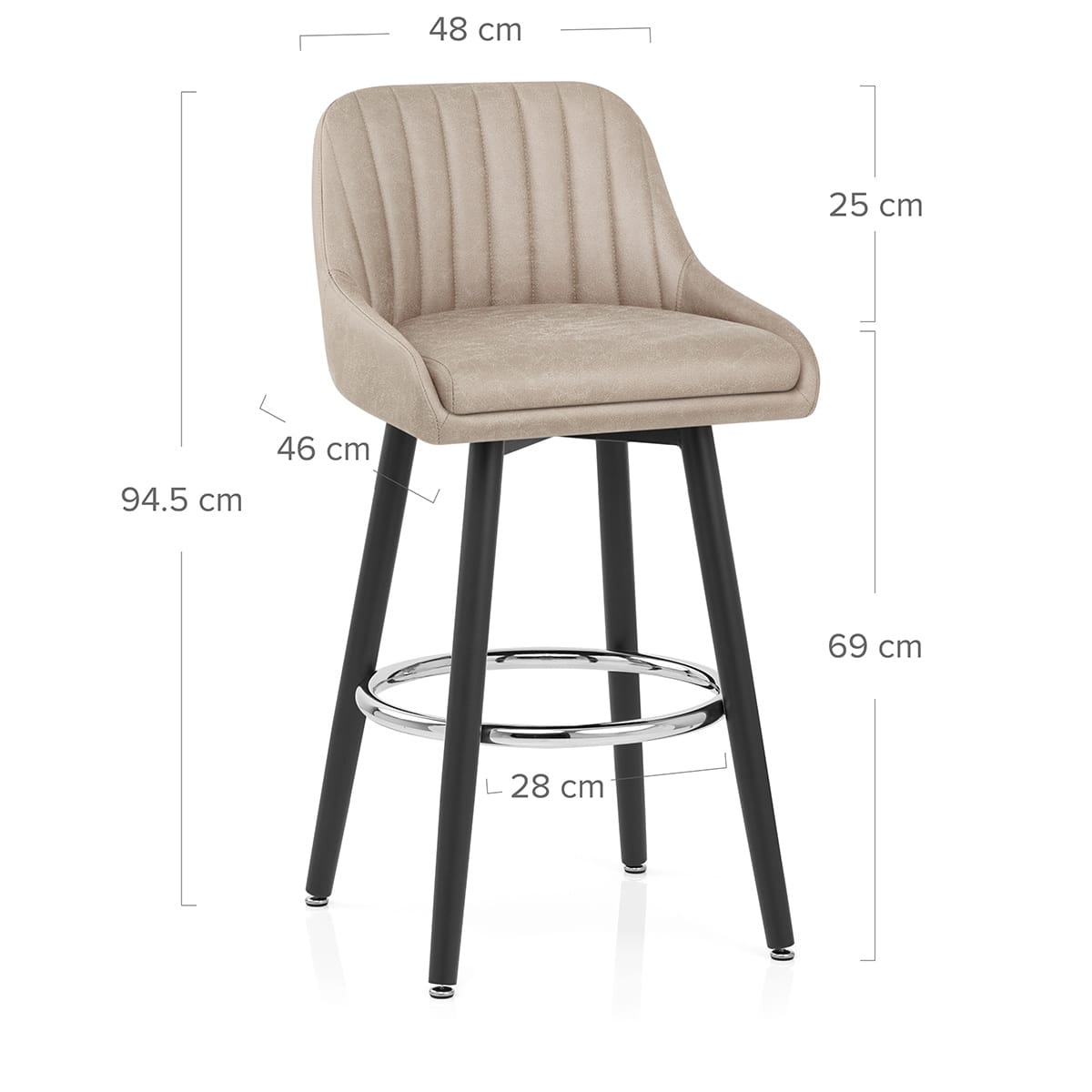 Taburete Polipiel Antiguo Satinado - Hamilton Gris Pardo