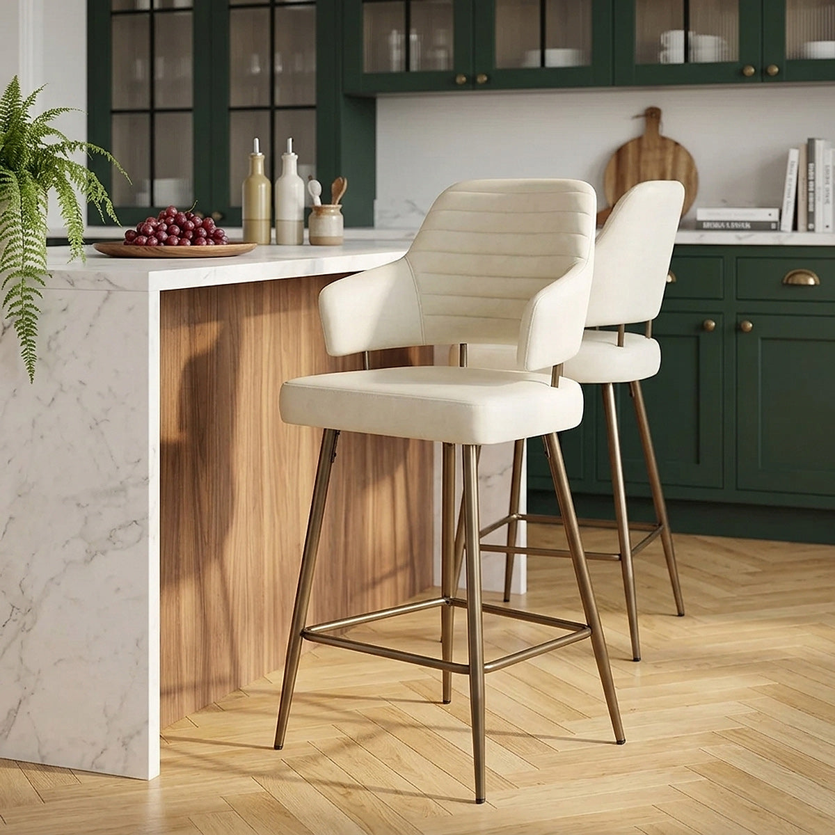 Taburete Polipiel Bronce - Hampton Crema