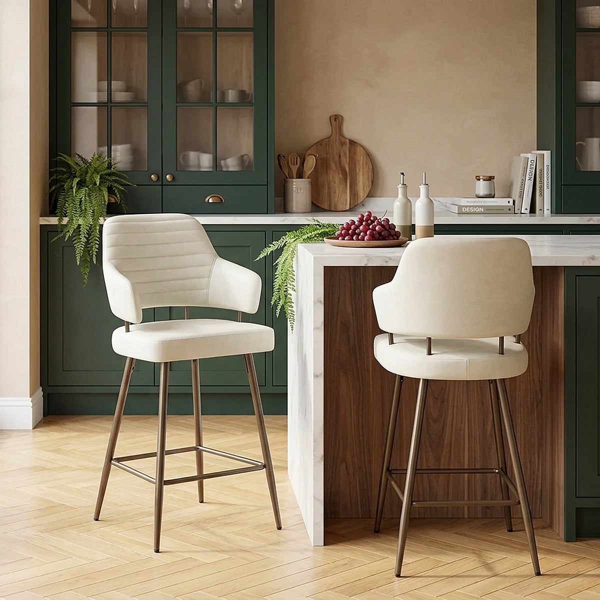 Taburete Polipiel Bronce - Hampton Crema