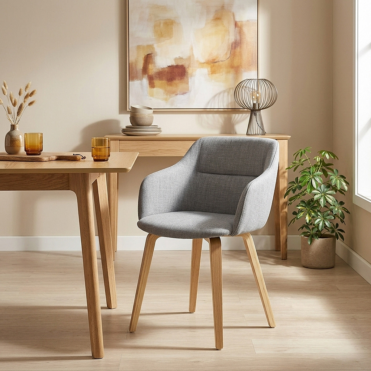 Silla Tela Madera - Harley Gris