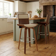 Taburete Polipiel Madera - Harper Crema