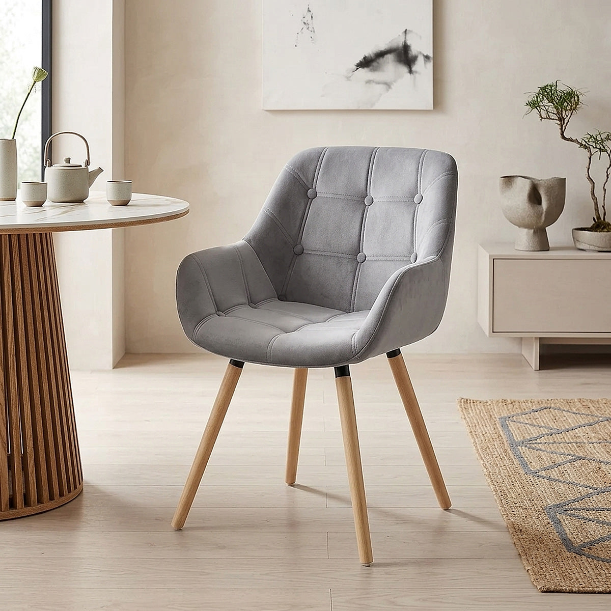 Silla Terciopelo Madera - Harris Gris