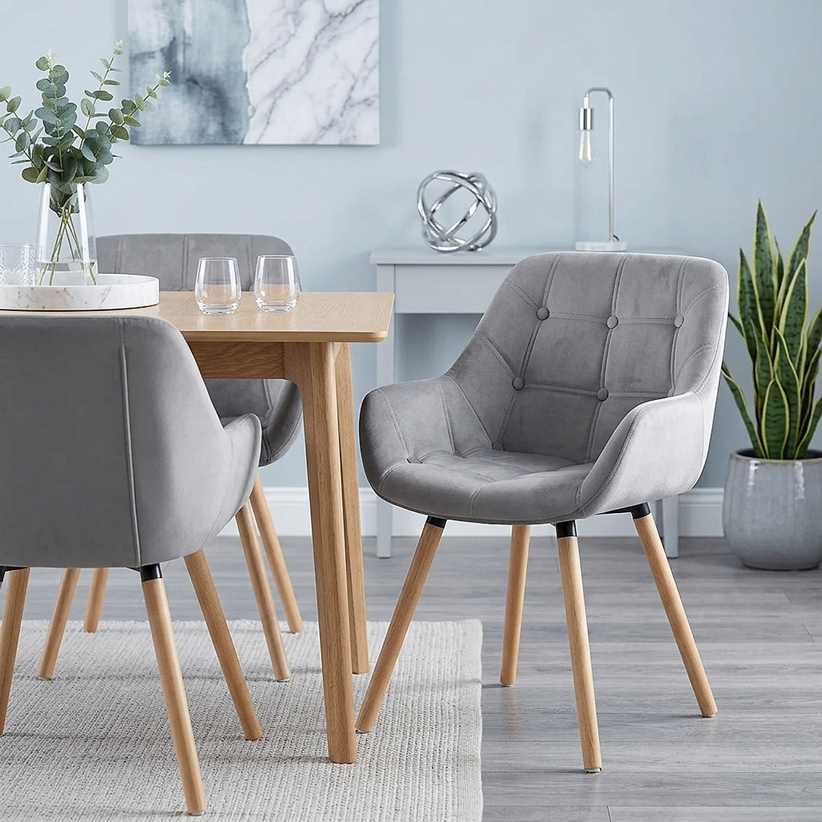 Silla Terciopelo Madera - Harris Gris