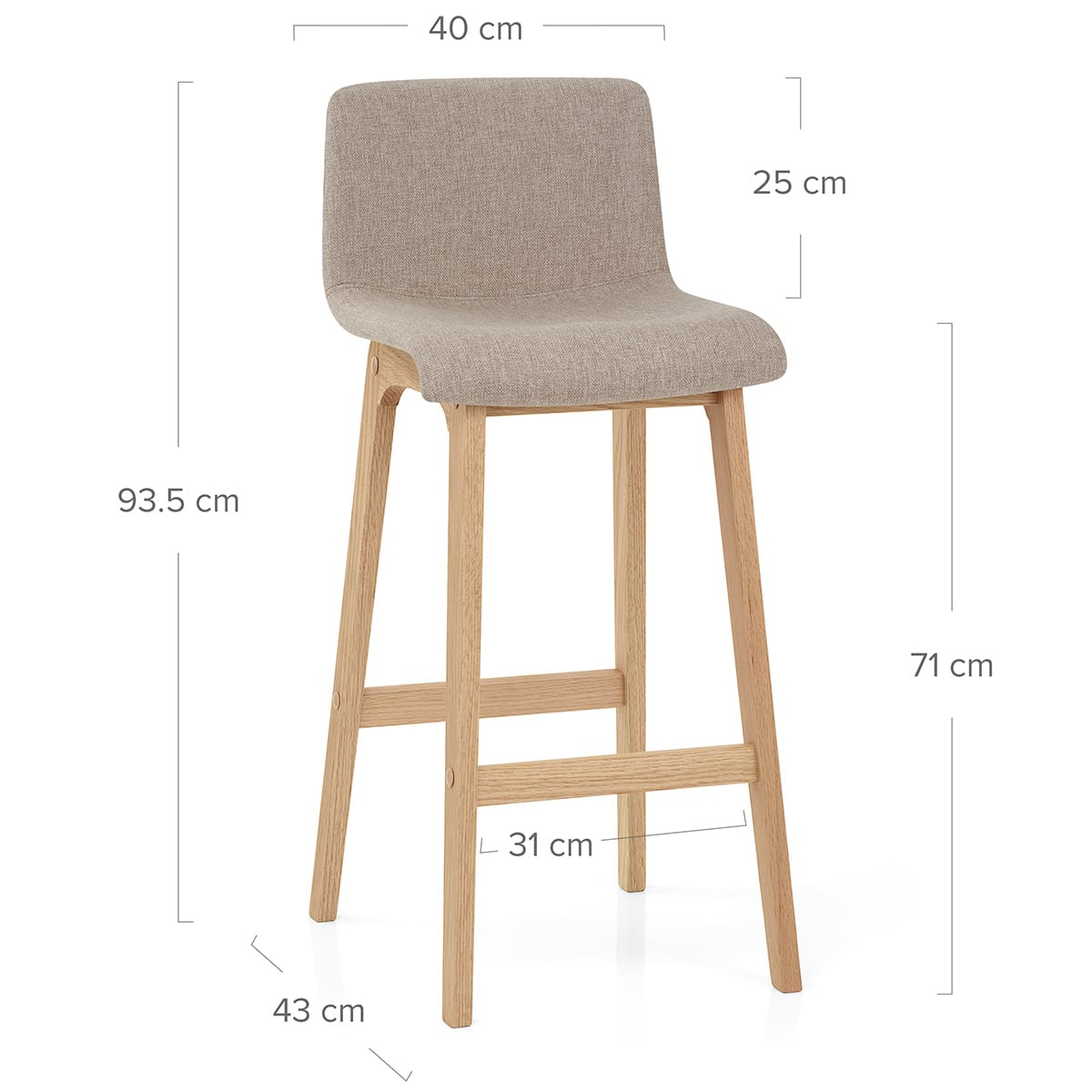 Taburete Tela Roble - Haven Crema