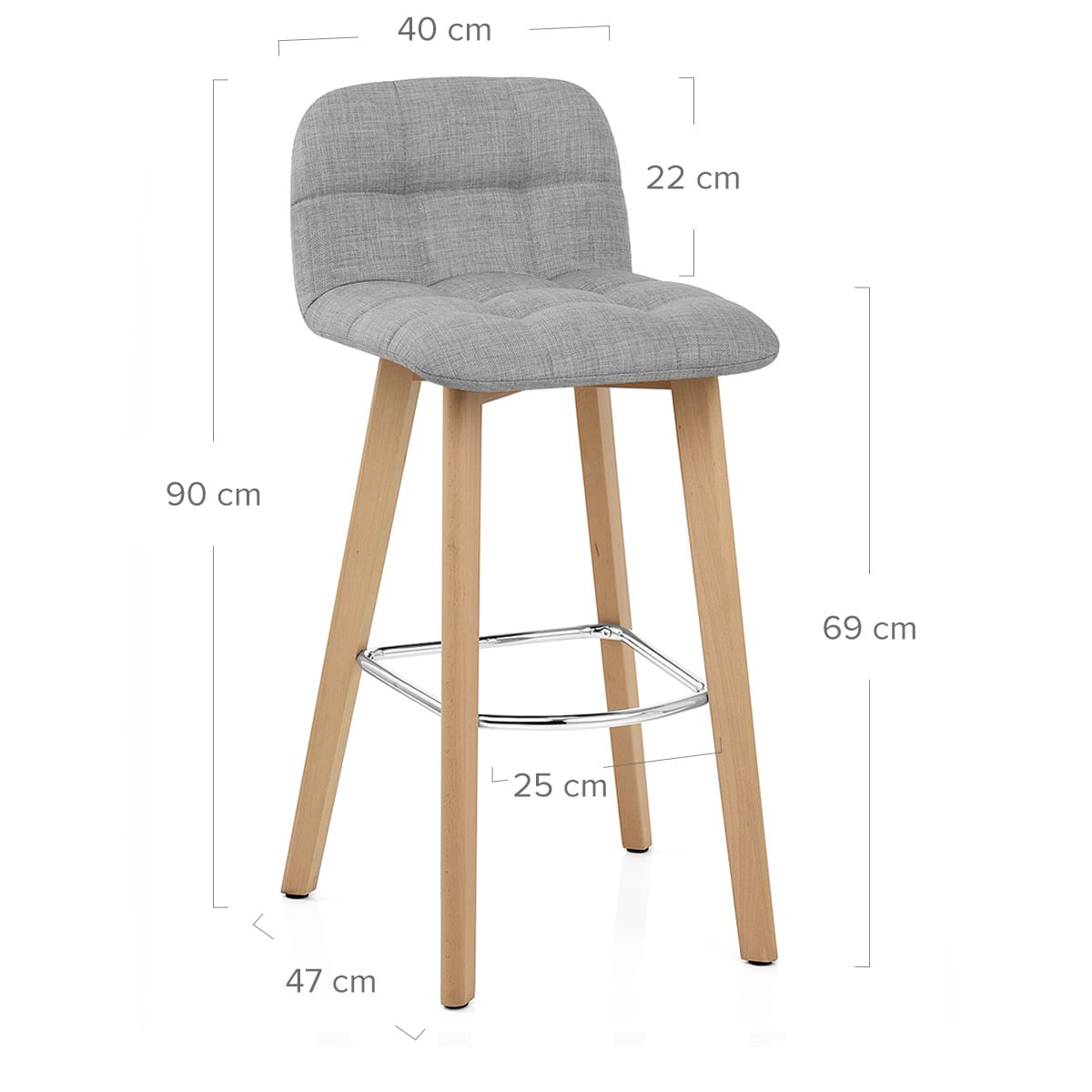 Taburete Tela Madera - Hex Gris