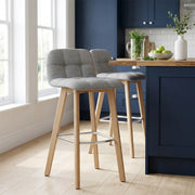 Taburete Tela Madera - Hex Gris