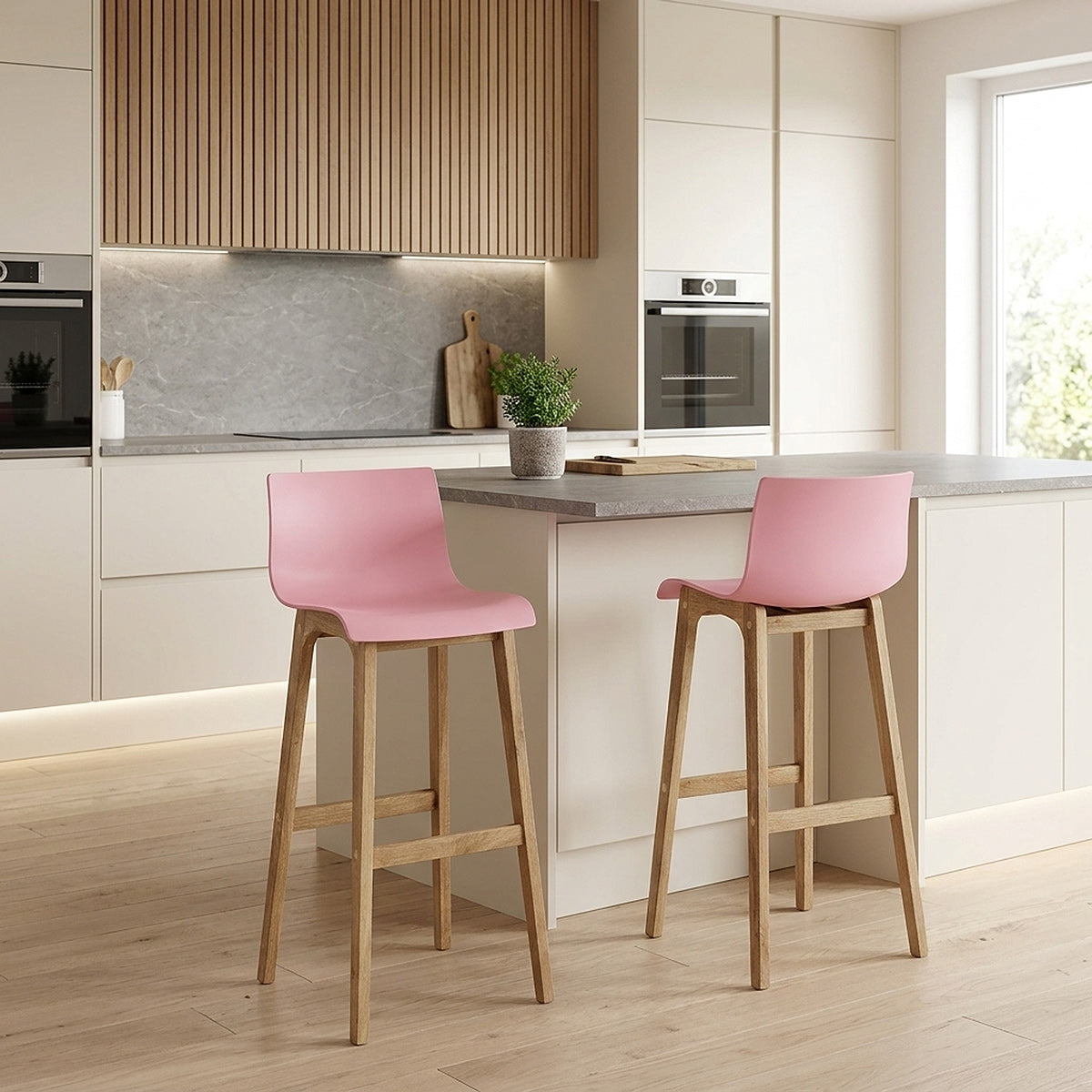 Taburete Madera Resina - Drift Alto Rosa