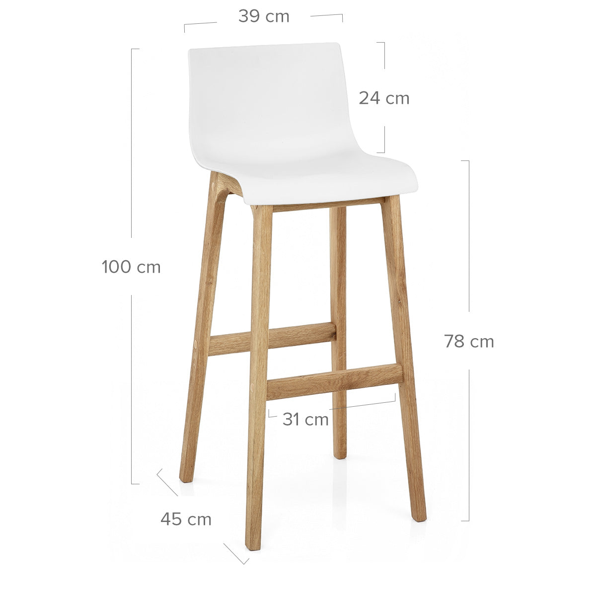 Taburete Madera Resina - Drift Alto Blanco
