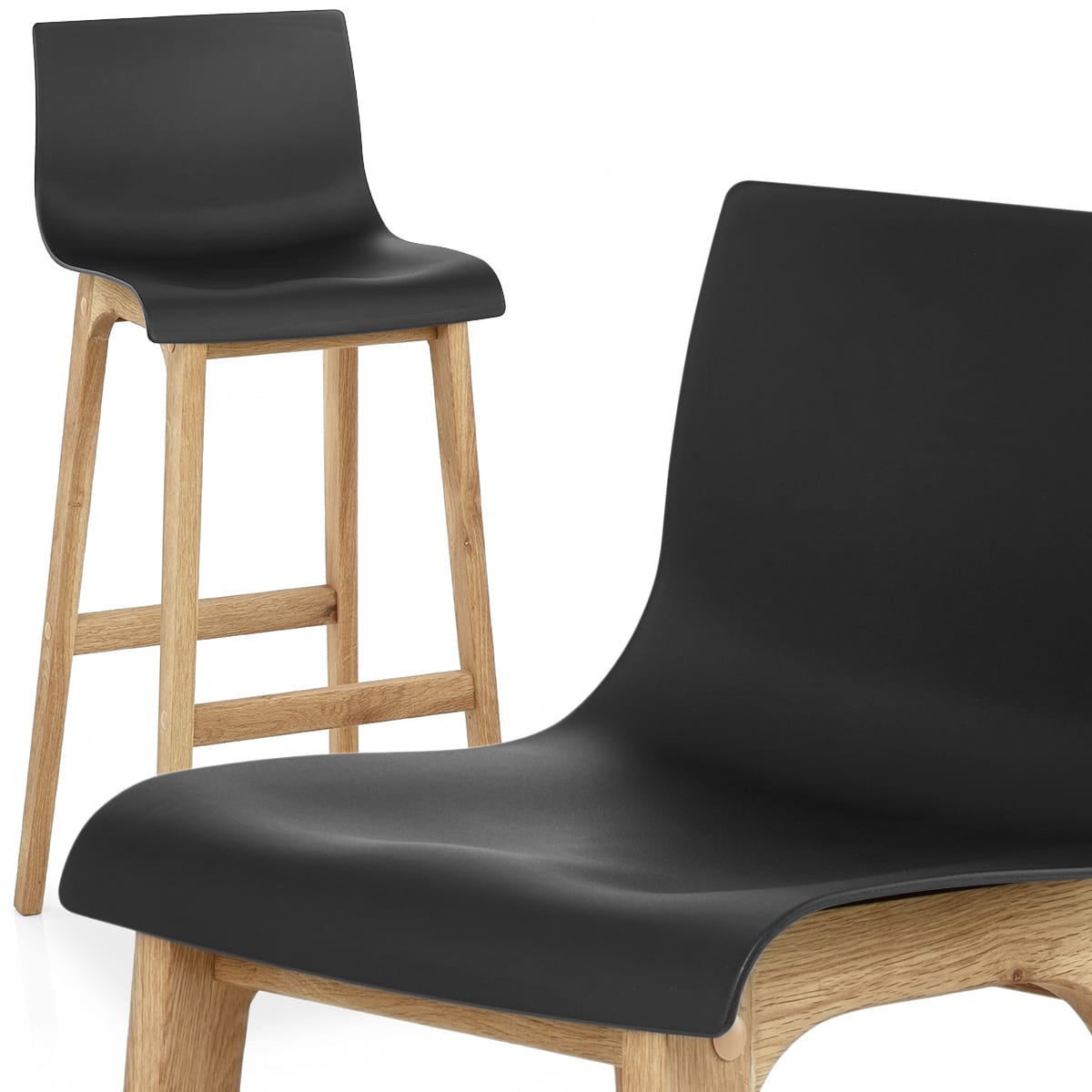 Taburete Madera Resina - Drift Alto Negro
