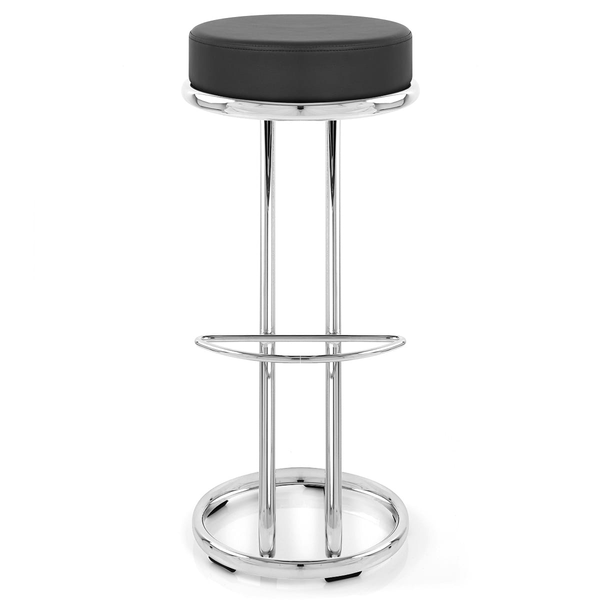 Taburete Polipiel Cromo - Alto Zeta Negro