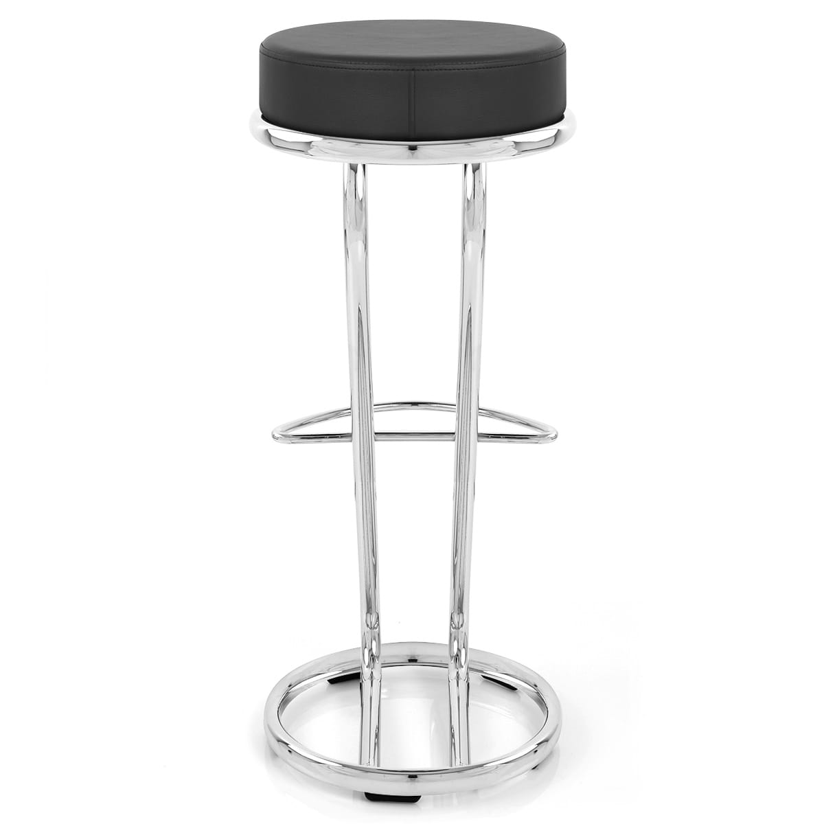 Taburete Polipiel Cromo - Alto Zeta Negro