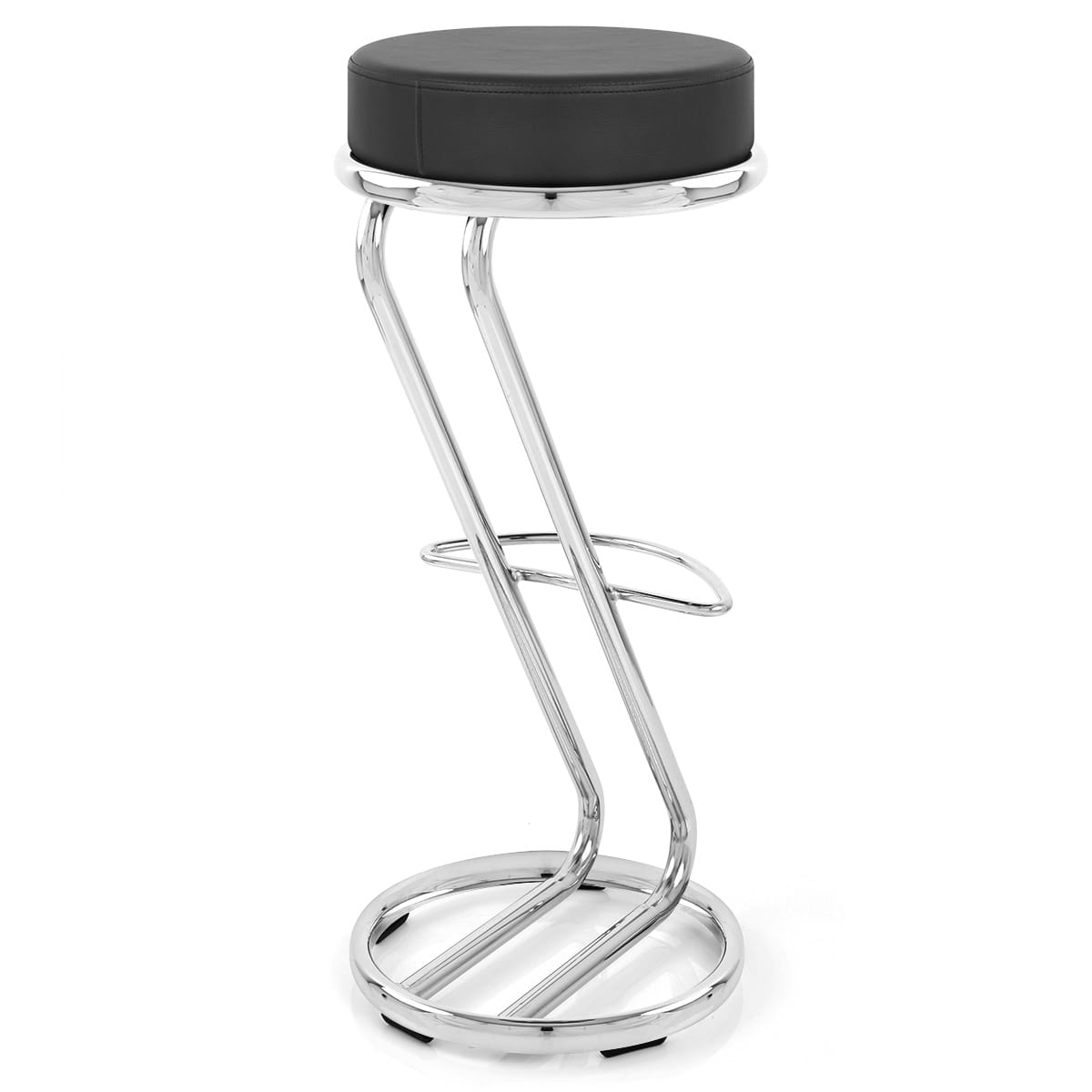 Taburete Polipiel Cromo - Alto Zeta Negro