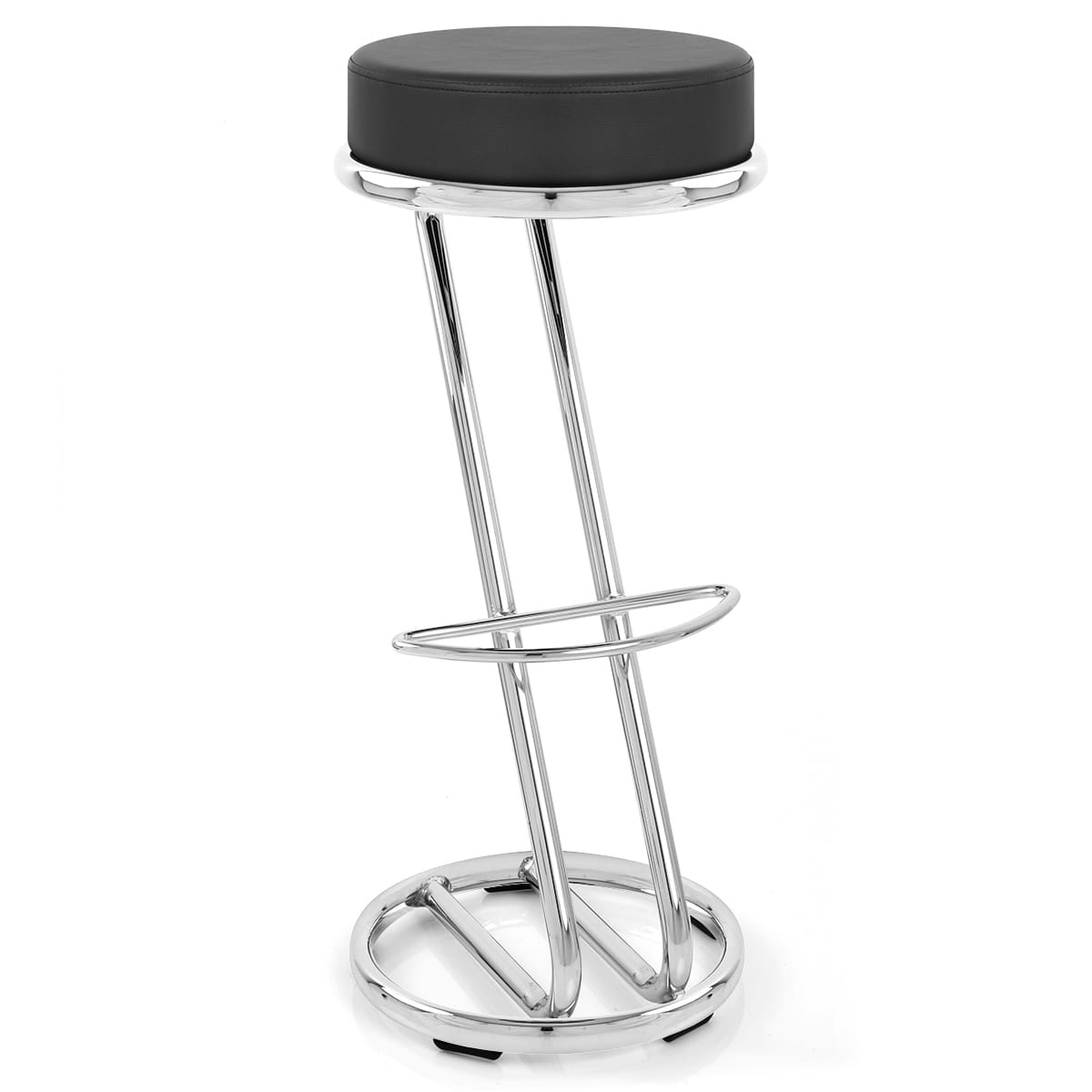 Taburete Polipiel Cromo - Alto Zeta Negro