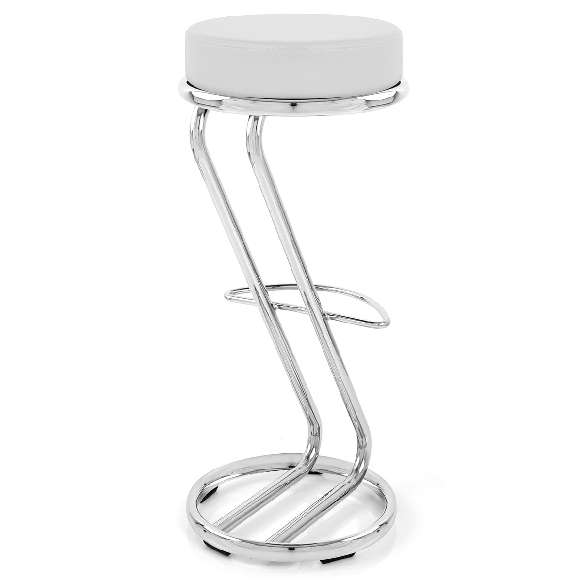 Taburete Polipiel Cromo - Alto Zeta Blanco