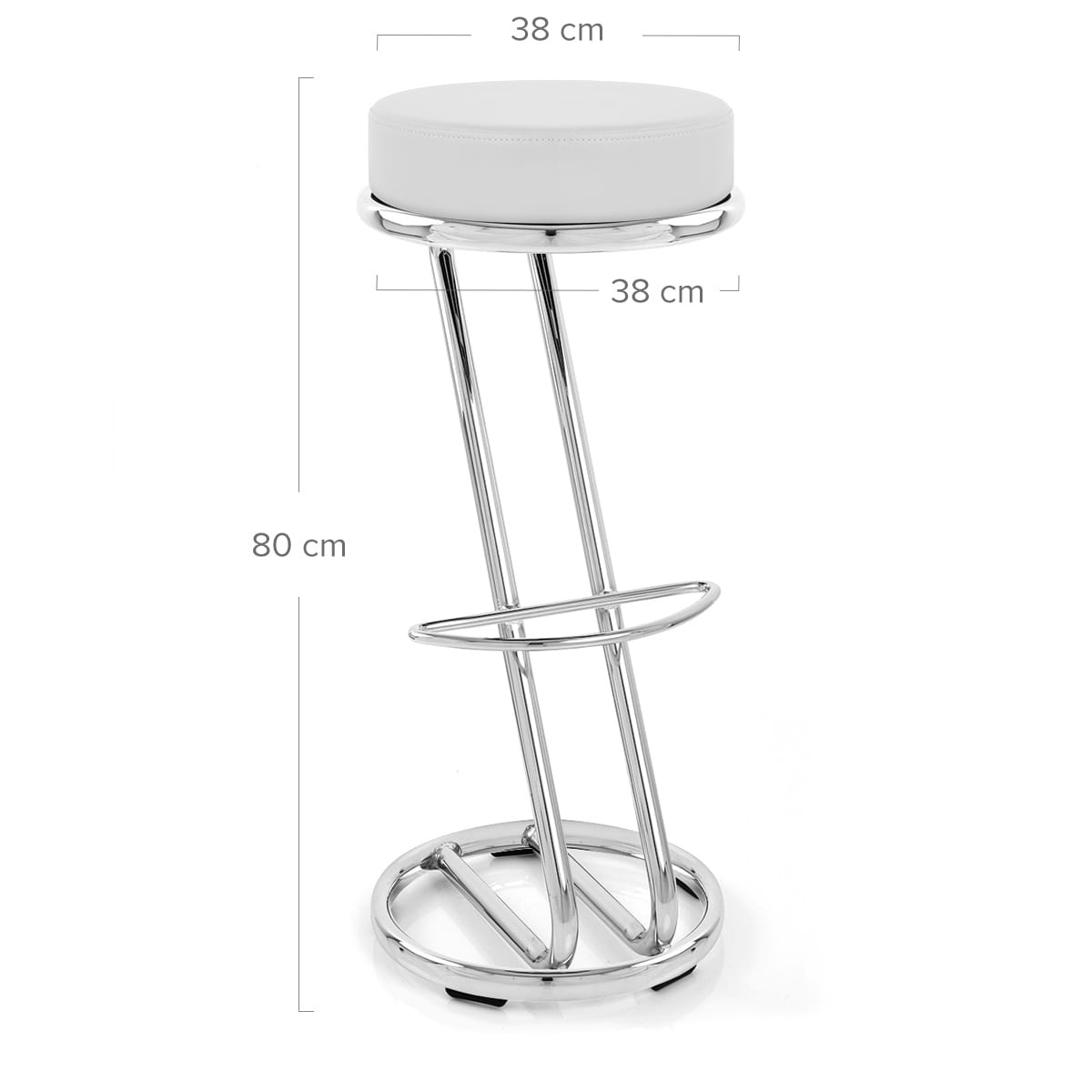 Taburete Polipiel Cromo - Alto Zeta Blanco