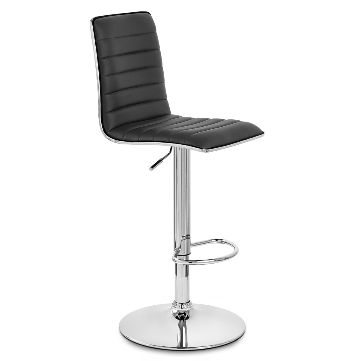 Taburete Polipiel Cromo - Hiline Negro