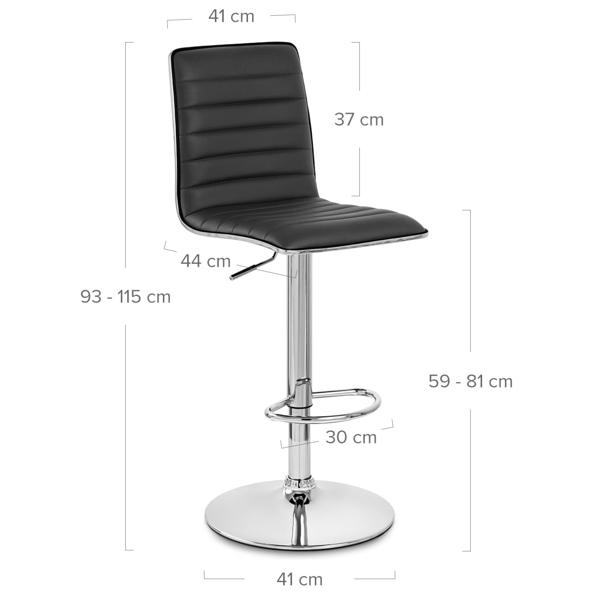Taburete Polipiel Cromo - Hiline Negro