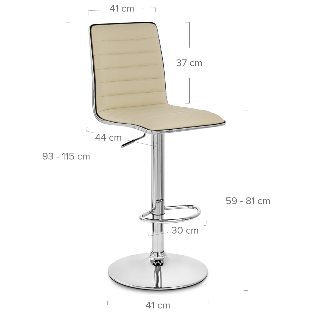 Taburete Polipiel Cromo - Hiline Crema