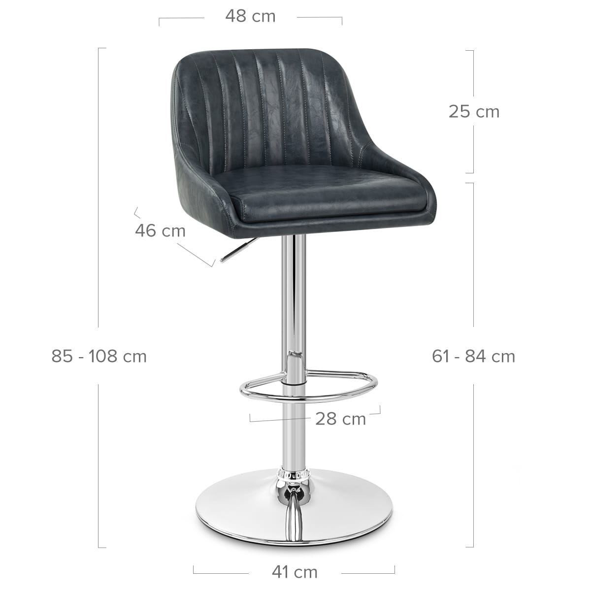 Taburete Cuero Sintético - Azul Oscuro