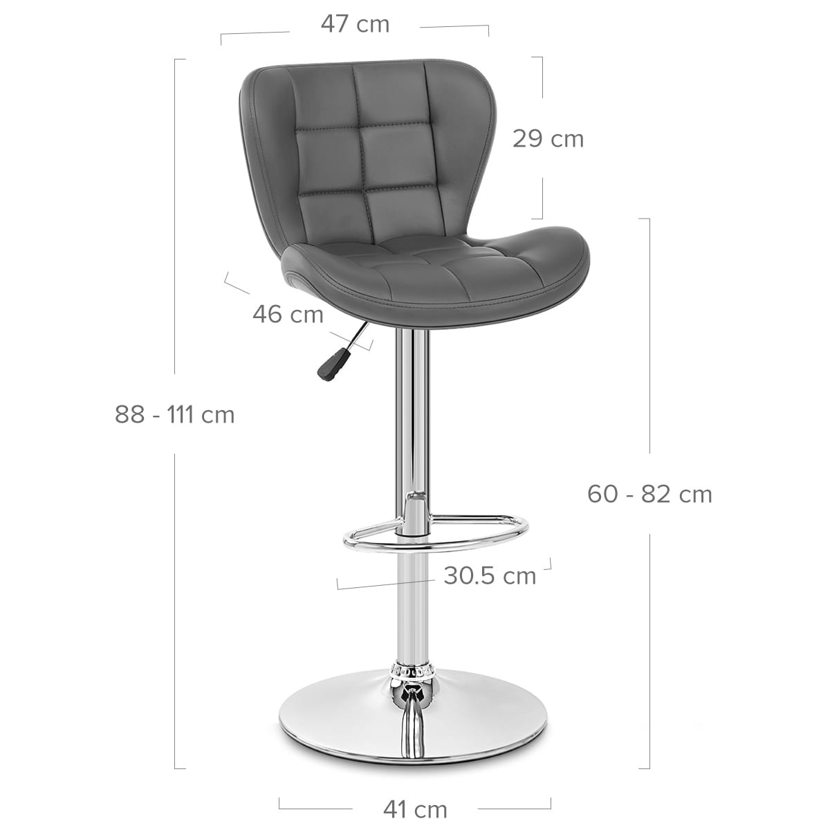 Taburete Polipiel Cromo - Houston Gris