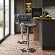 Taburete Polipiel Cromo - Houston Gris