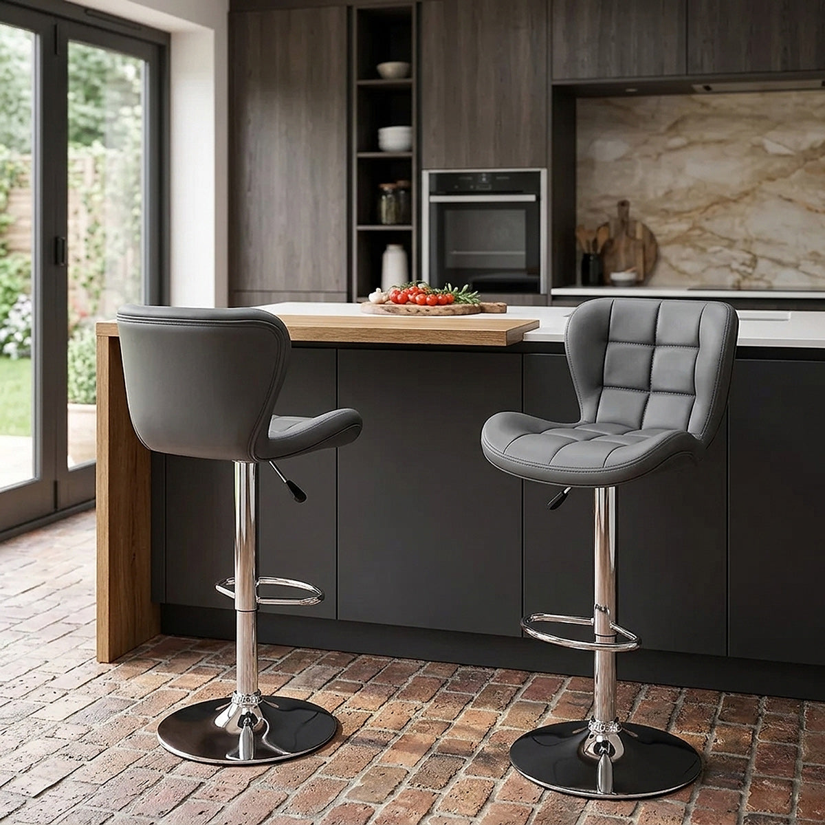 Taburete Polipiel Cromo - Houston Gris