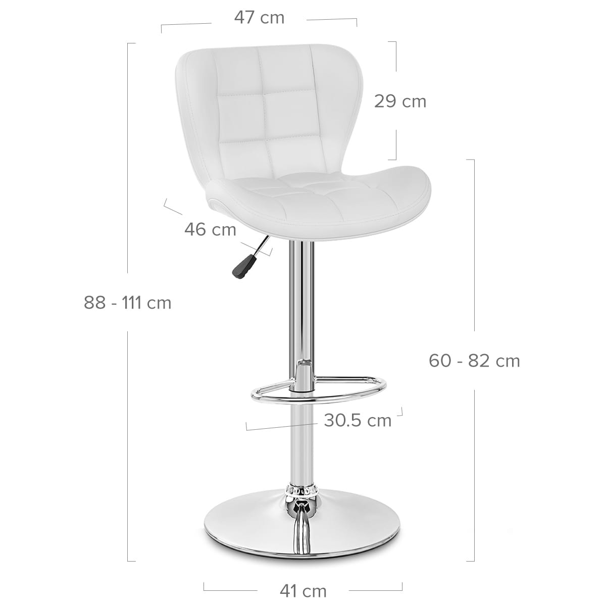 Taburete Polipiel Cromo - Houston Blanco