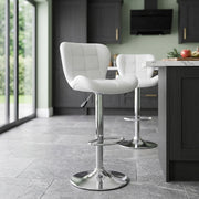 Taburete Polipiel Cromo - Houston Blanco