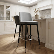 Taburete Tela Cromo - Hudson Gris