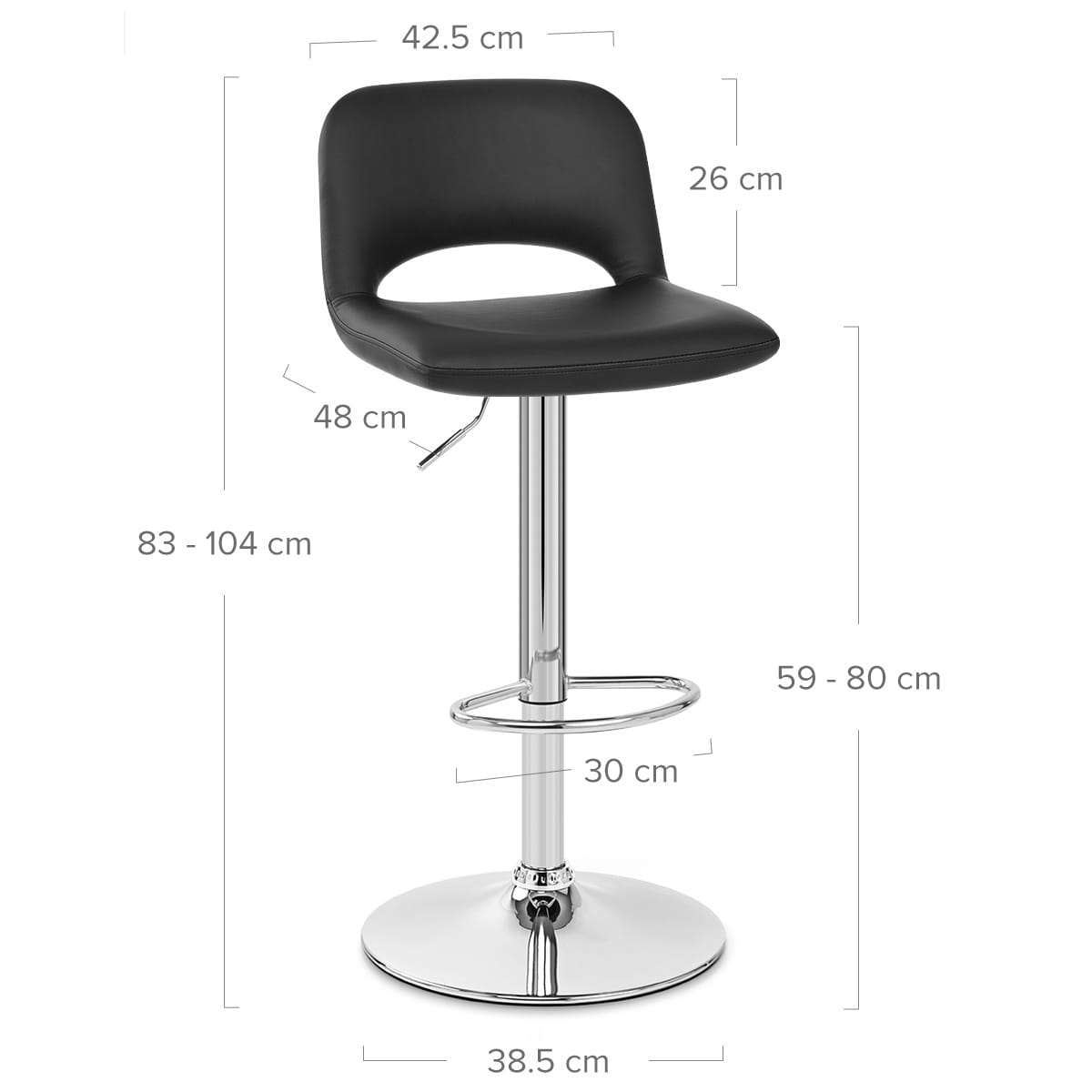 Taburete Cuero Sintético - Hugo Negro