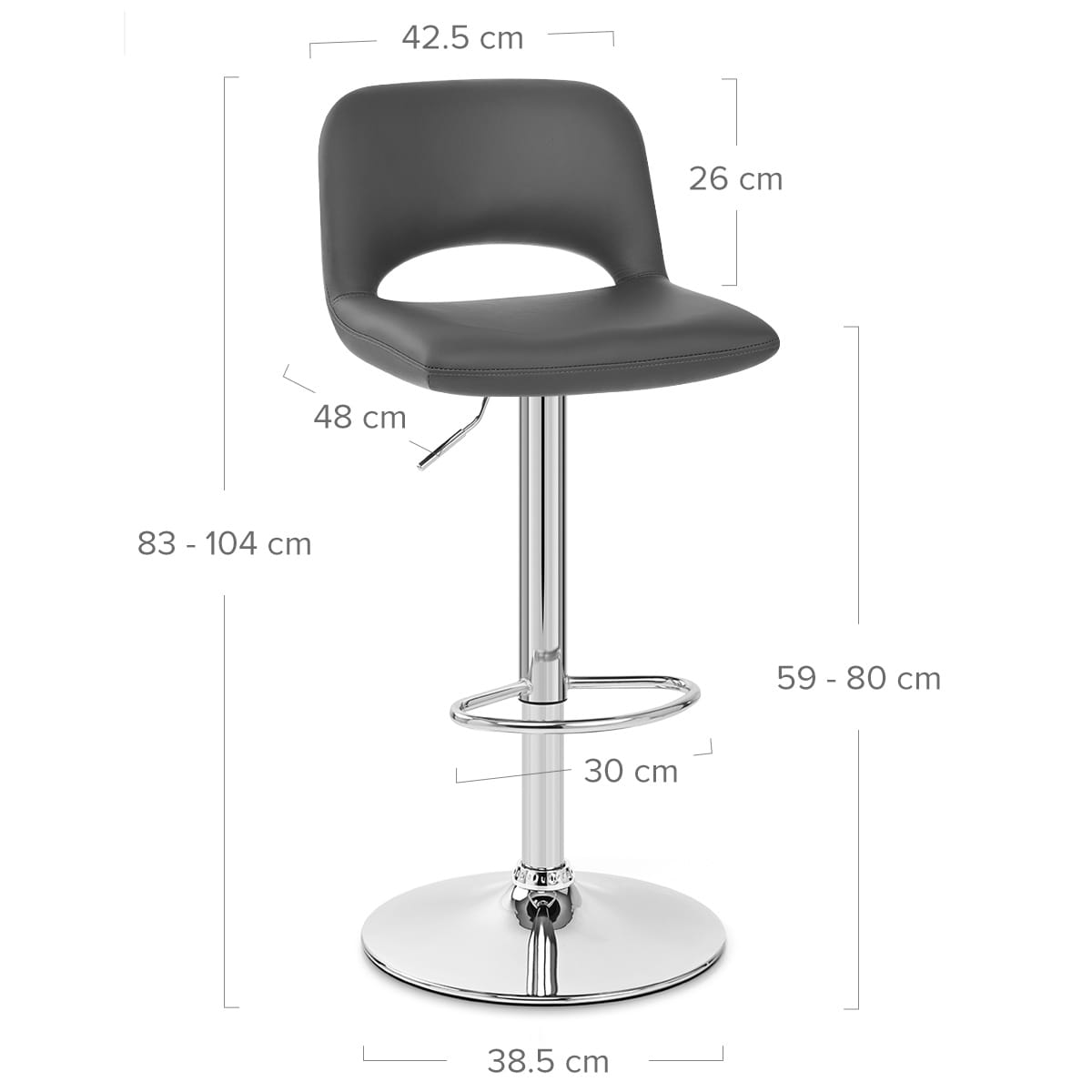 Taburete Cuero Sintético - Hugo Gris