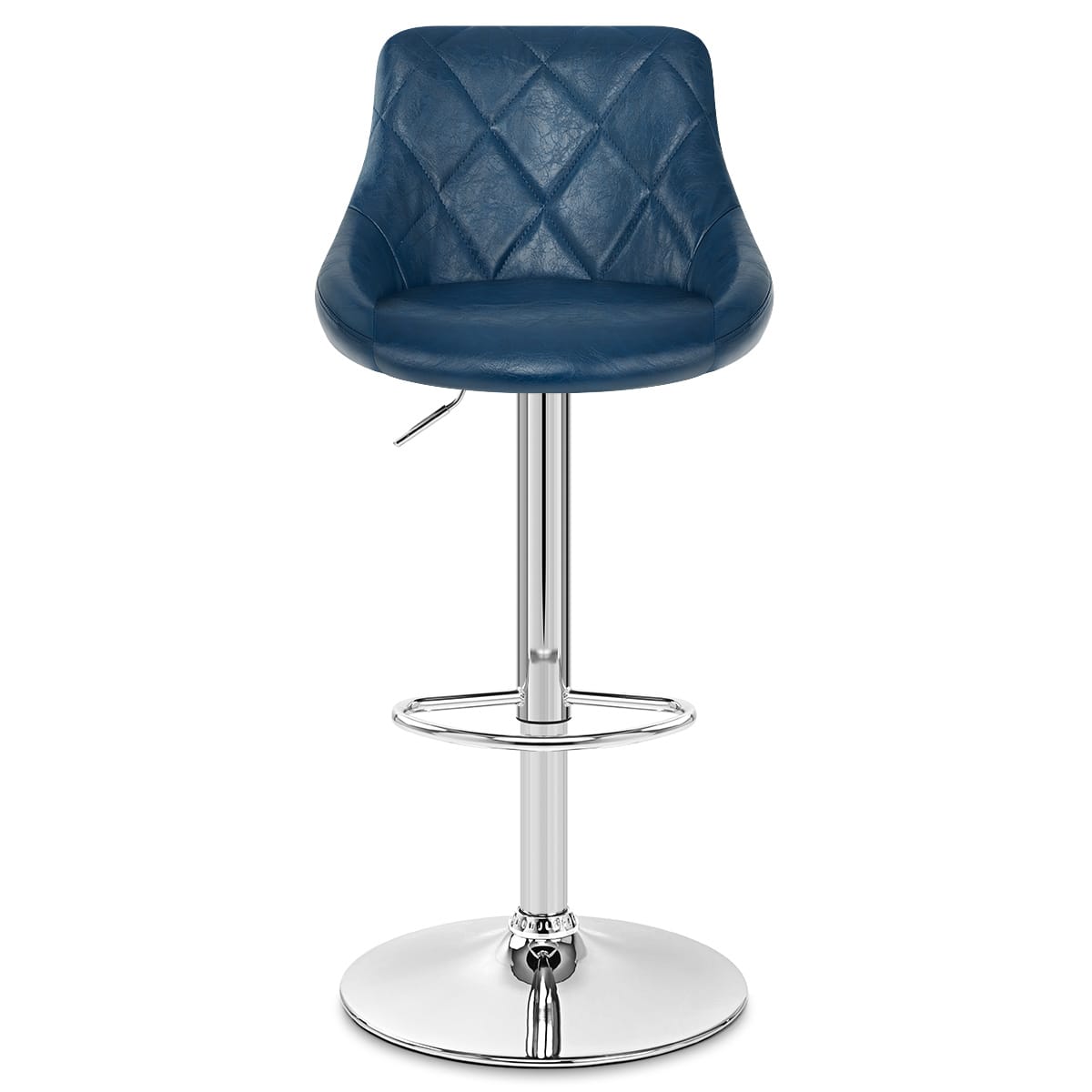 Taburete Cuero Sintético Anticado - Hype Azul
