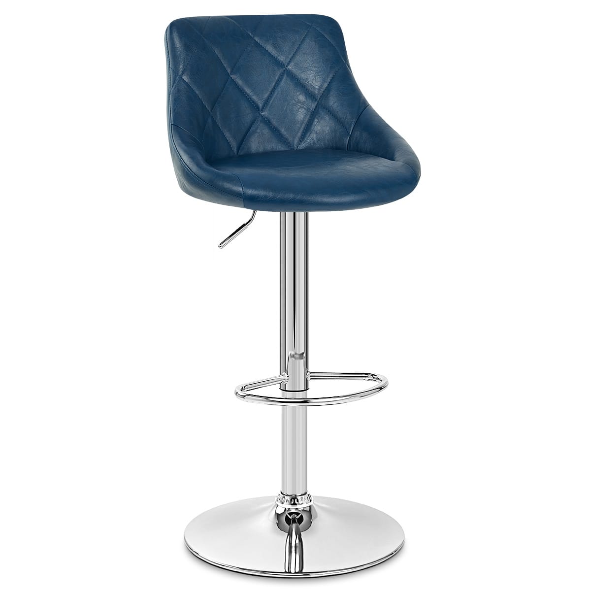 Taburete Cuero Sintético Anticado - Hype Azul