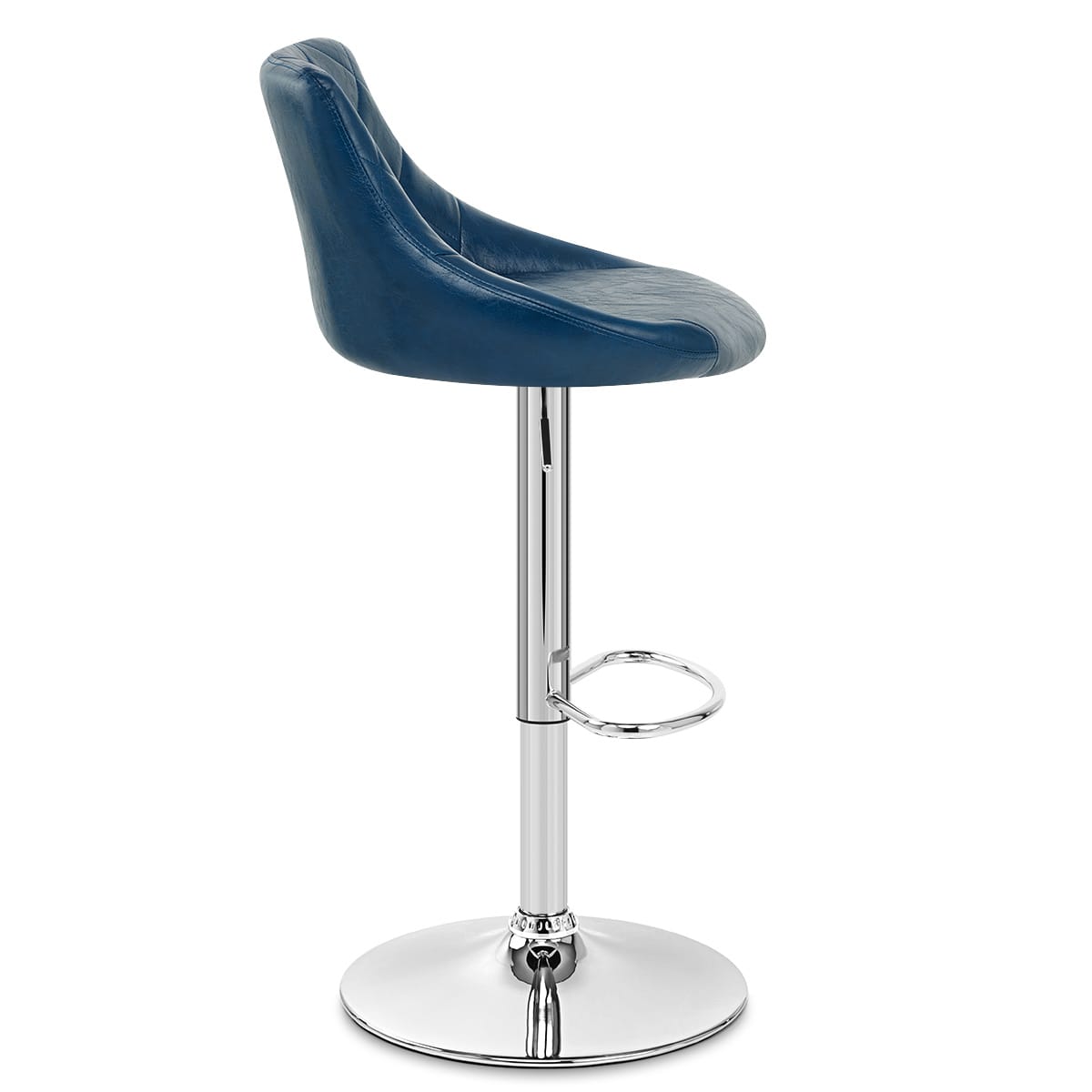 Taburete Cuero Sintético Anticado - Hype Azul