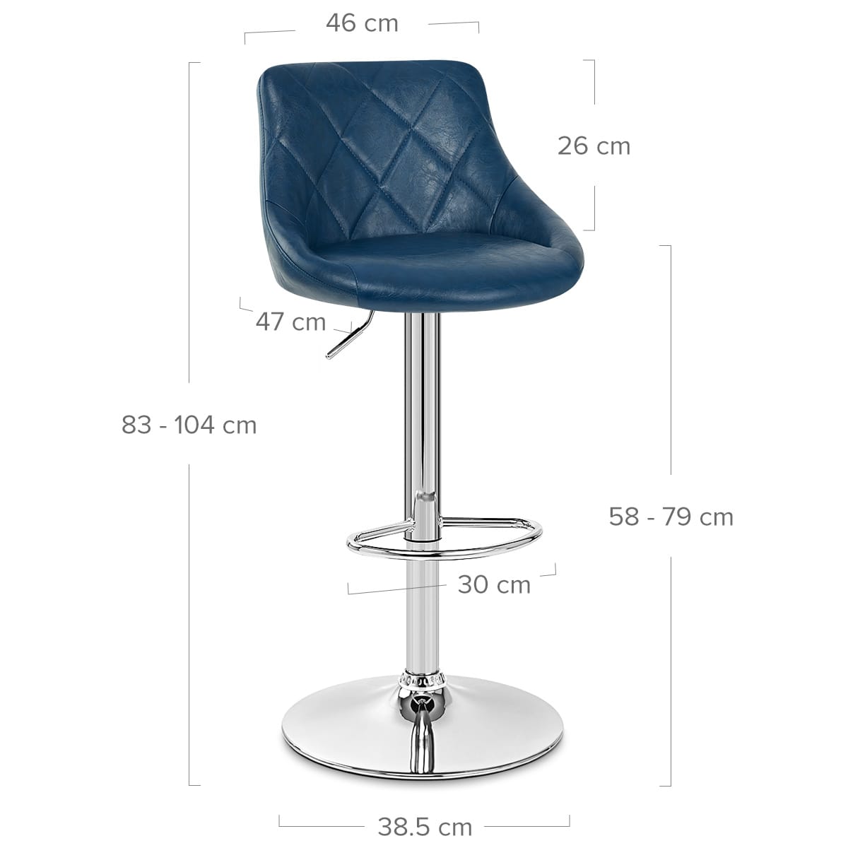 Taburete Cuero Sintético Anticado - Hype Azul