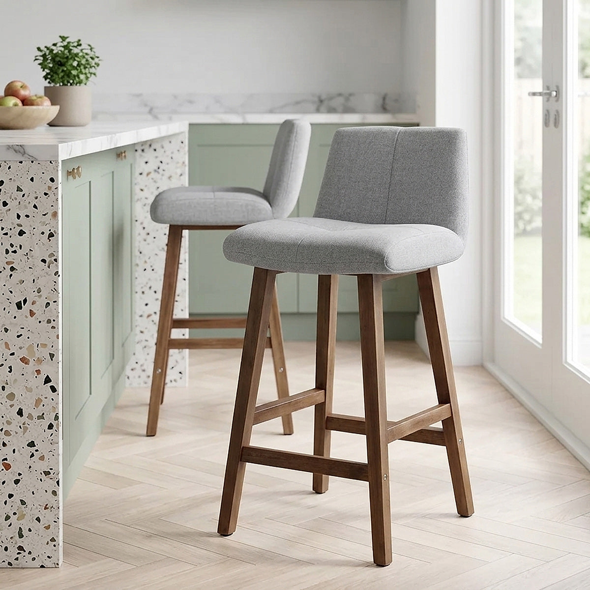 Taburete Tela Madera - Impulse Gris