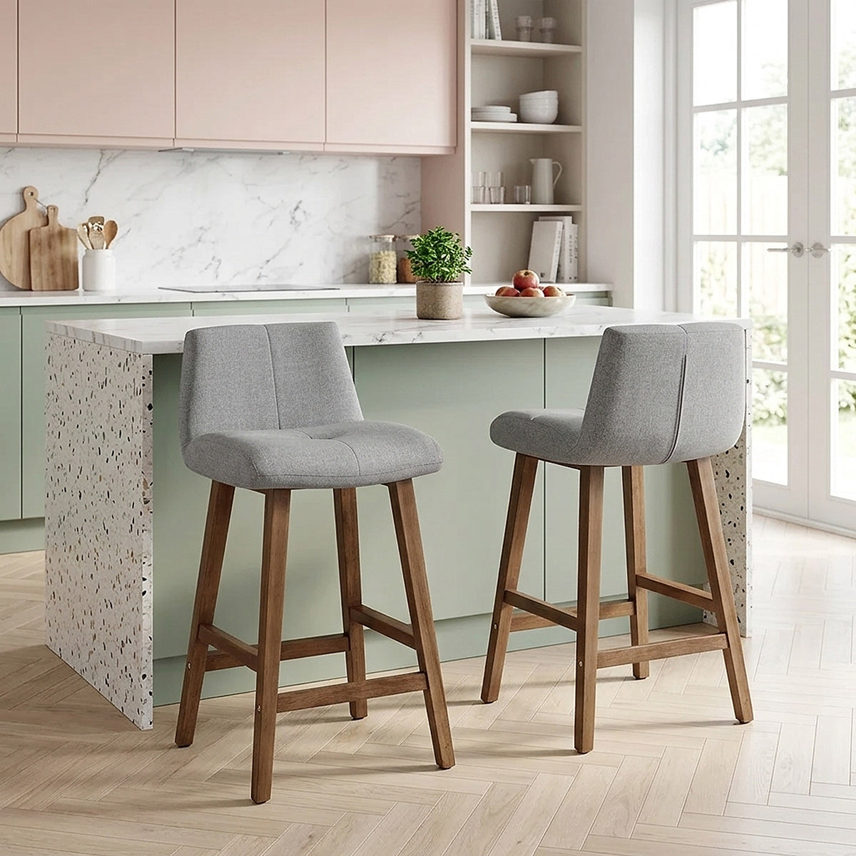 Taburete Tela Madera - Impulse Gris