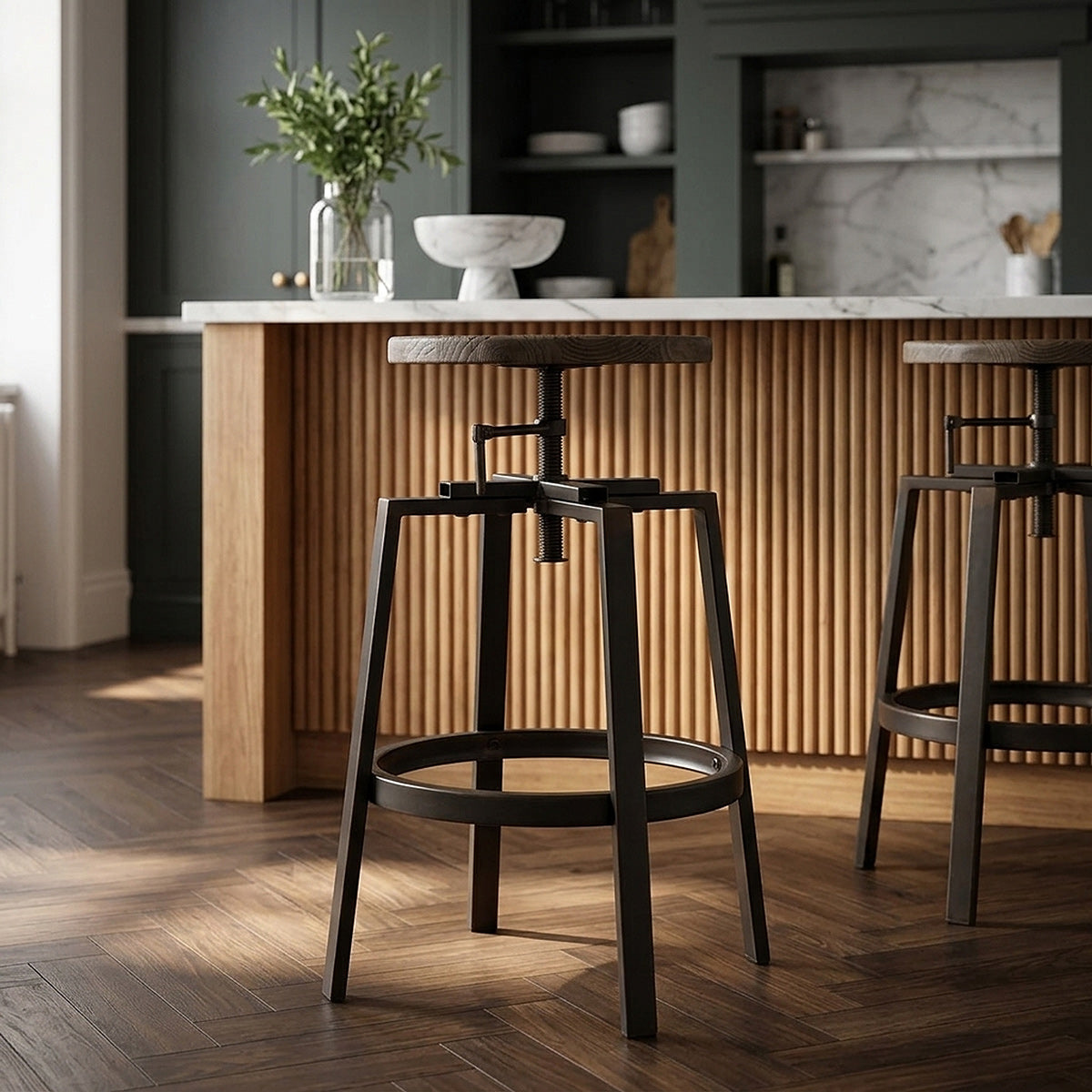 Taburete Madera Oscura - Industrial Turner Madera