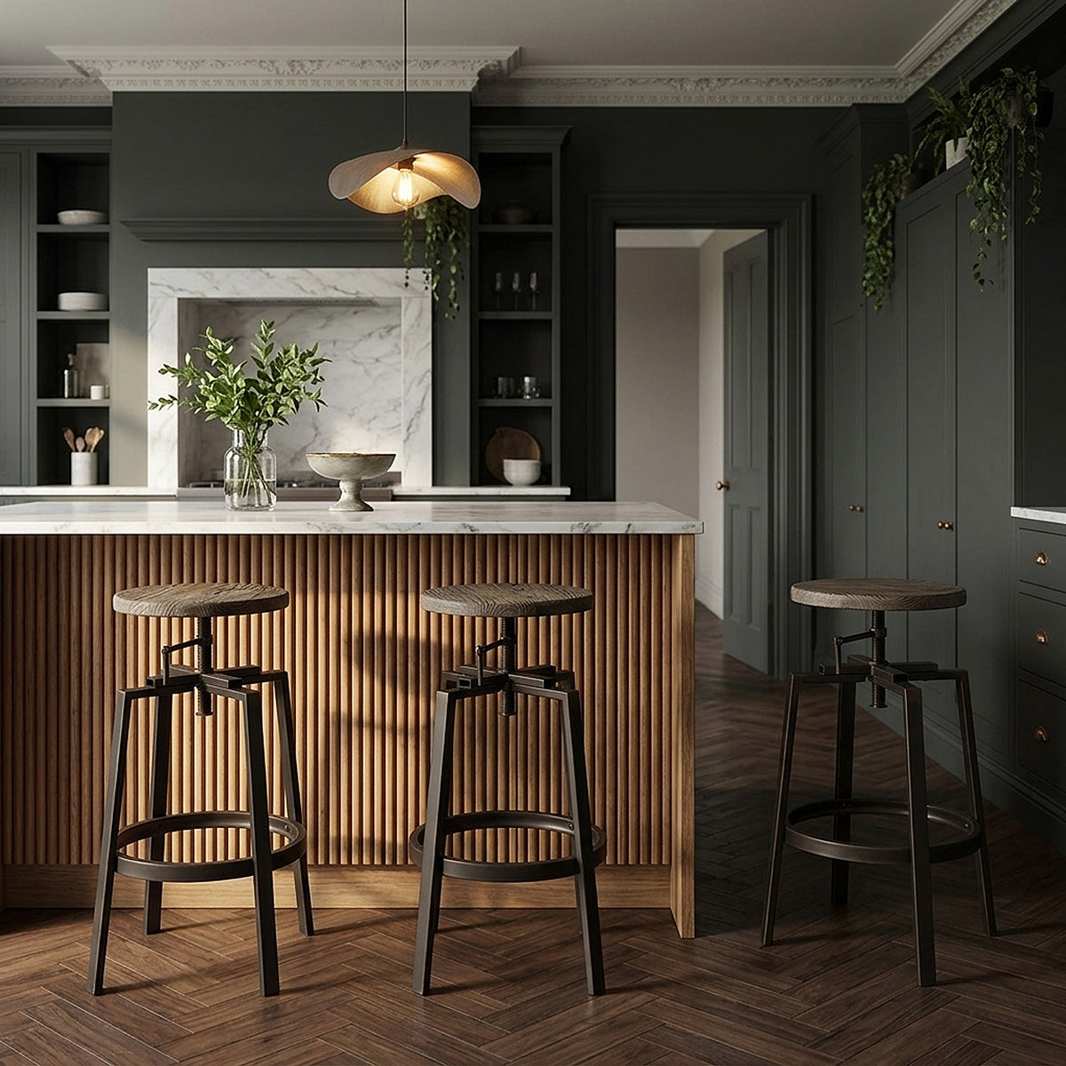 Taburete Madera Oscura - Industrial Turner Madera