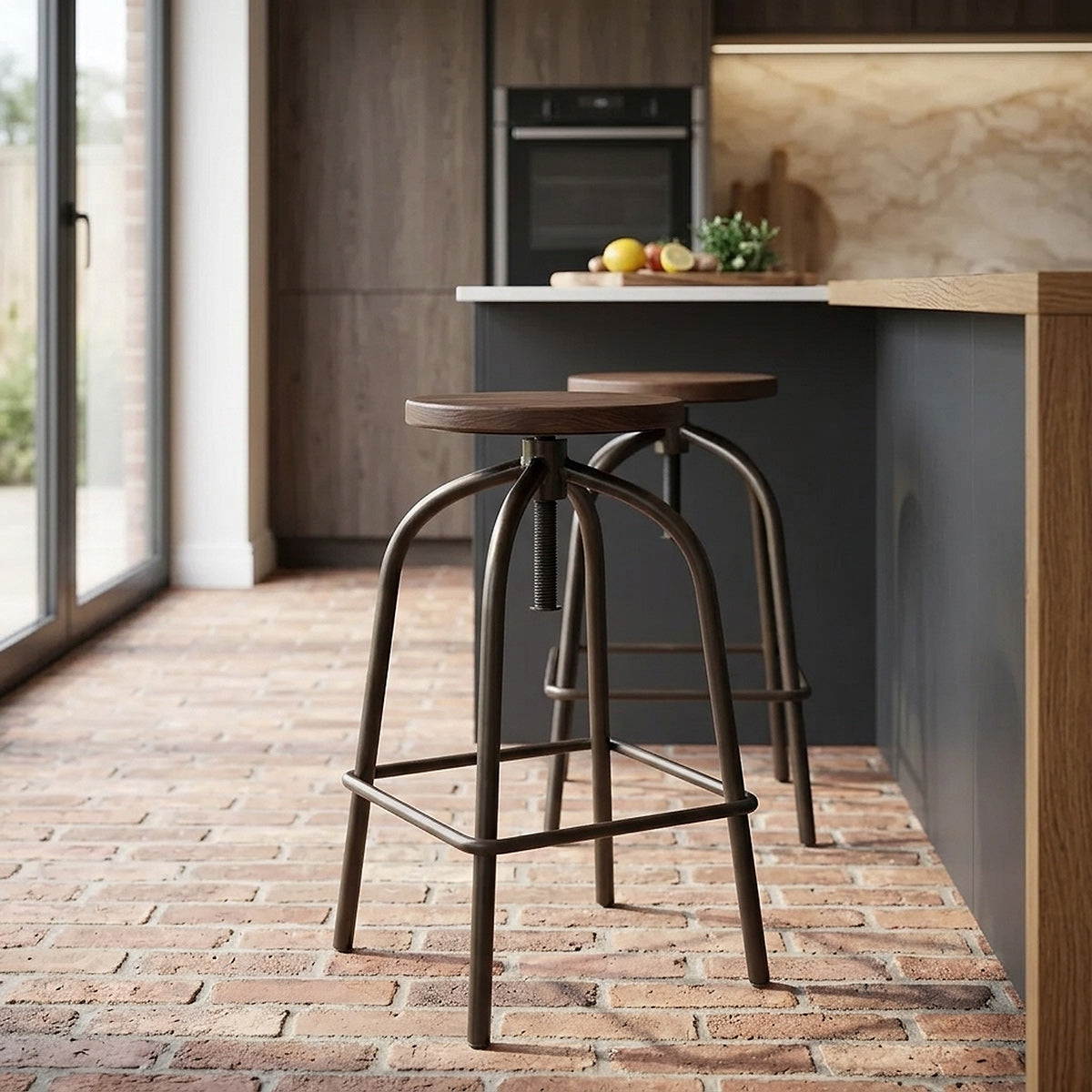 Taburete Madera Metal - Vice Industrial Negro