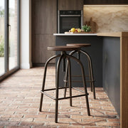 Taburete Madera Metal - Vice Industrial Negro